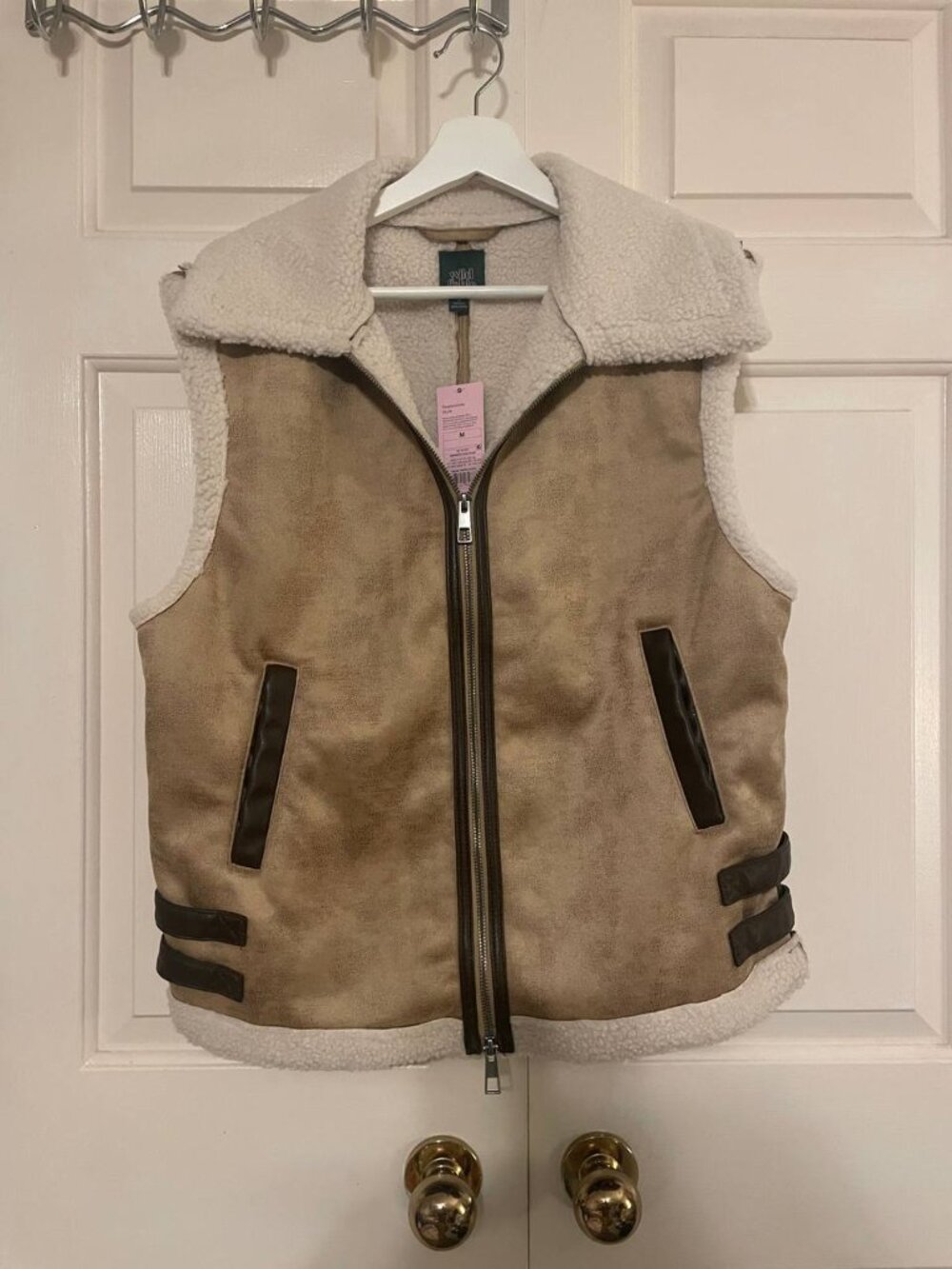 NWT Wild Fable Women's Faux Shearling Aviator Vest M | Cozy "Vanilla Girl"